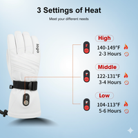 Gants de ski chauffants à piles, imperméables, compatibles avec les écrans tactiles, coupe-vent, avec sangle de poignet réglable, antidérapants