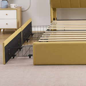 Cabecera de Cama Moderna Tapizada con Librero, Tamaño Queen/King, Tela Ecológica, Cama Suave con Cajones de Almacenamiento - Product Image 3
