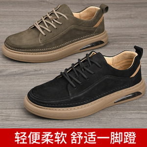 Chaussures bateau en cuir pour hommes, bout rond, à lacets, semelle intermédiaire confortable en EVA, semelle extérieure en caoutchouc, toutes saisons, couleur unie - Product Image 5