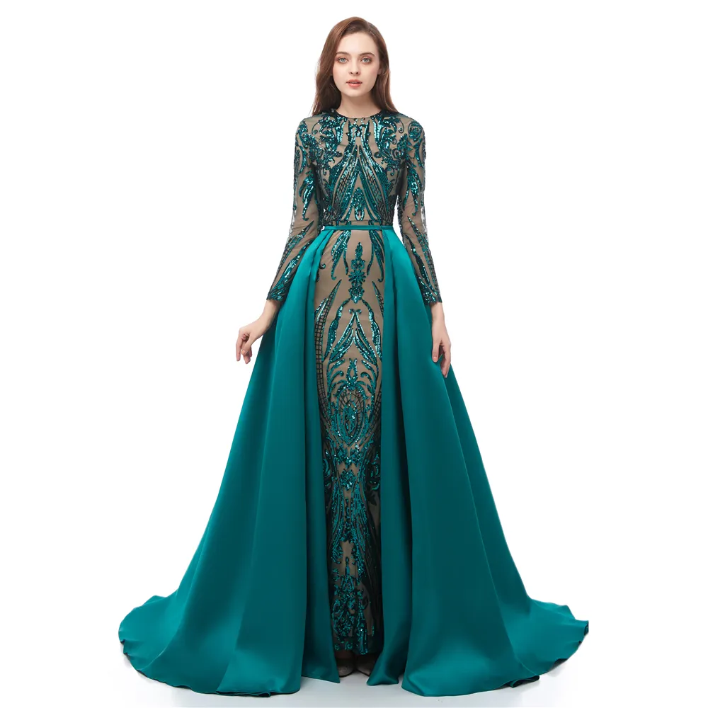 slim fit dress slacks Hi-Low Layered Green Satin Sequin Tulle Cap Sleeves Flower Girl Dress main image 0