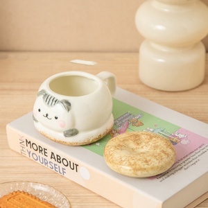 Tazza in Ceramica Lelyi con Coperchio, Design <span class=keywords><strong>Gatto</strong></span> Cartoon Carino Fatto a Mano, Tazza da Caffè Creativa e di Alta Qualità - Product Image 2
