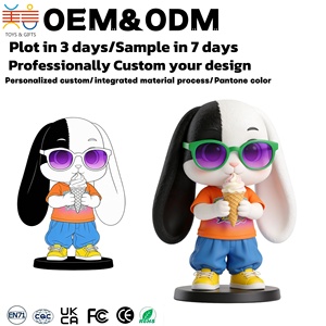 Figurines d'<span class=keywords><strong>action</strong></span> personnalisées en PVC, <span class=keywords><strong>tirelire</strong></span> lapin bicolore, design de figurine de dessin animé, figurines d'<span class=keywords><strong>action</strong></span> tendance, mascotte IP d'entreprise OEM - Product Image 3