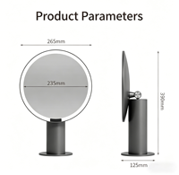 Miroir de maquillage portable rond à LED rechargeable par USB, personnalisé, double face, avec éclairage rotatif à 3 tons