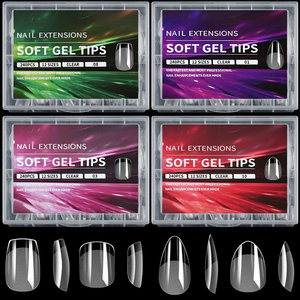 240 capsules d'<span class=keywords><strong>ongles</strong></span> artificiels en gel souple, forme amande, semi-mates, style French Coffin, couvrance totale, pour extension - Product Image 3