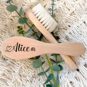 Juego de Madera Personalizado, Cepillo y Peine de Madera con Nombre/Icono, Regalos para Baby Shower - Product Image 3