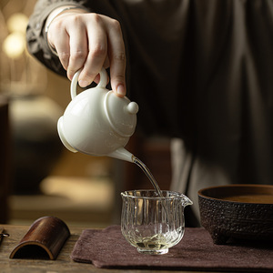 Guanlan Retro Apricot White Glazed Teapot Porcelain With Lid Small Kung Fu <b>Tea</b> <b>Set</b> Household Ceramic Single Teapot - Product Image 3