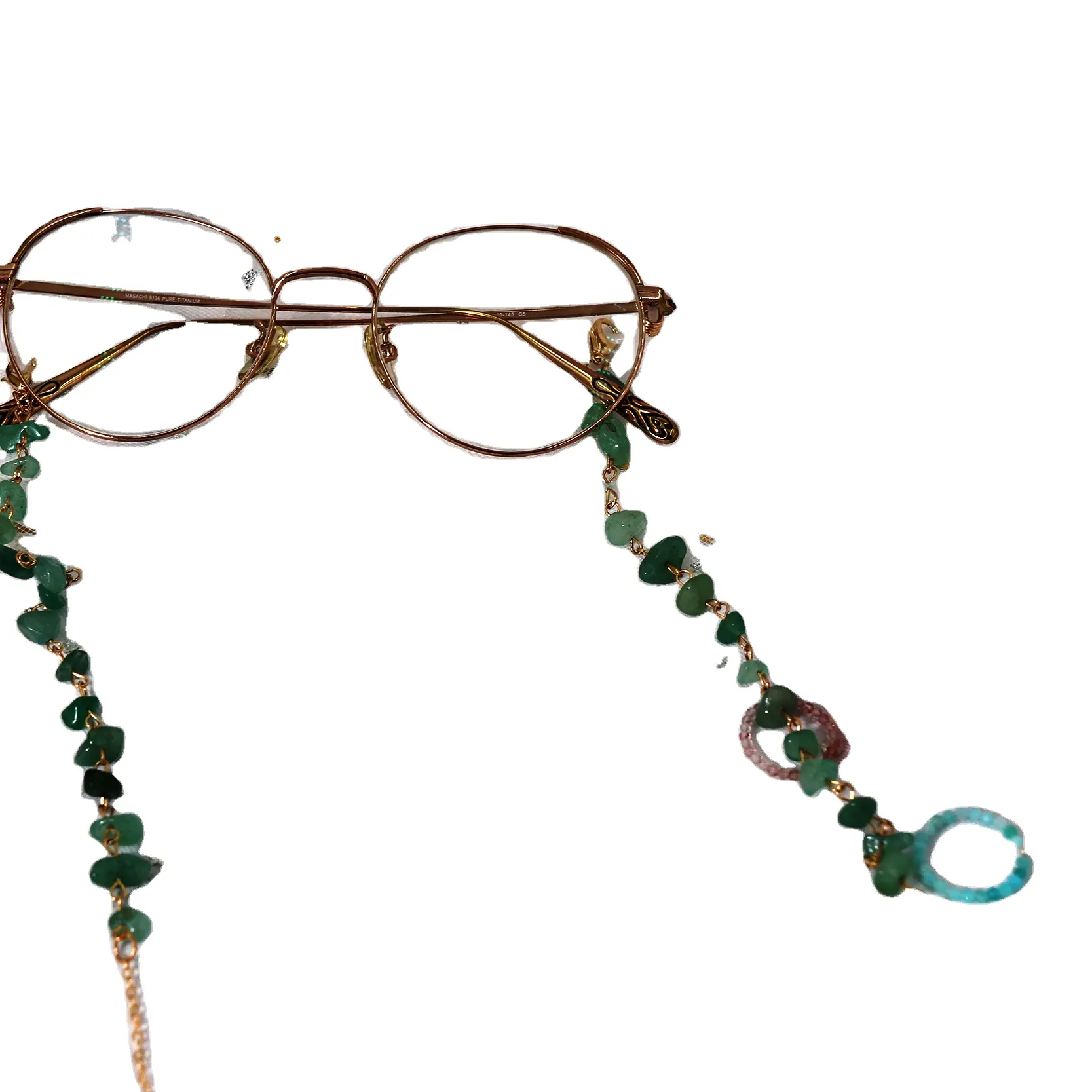 C & H Óculos Pessoais Cadeia Natural Crystal stone Óculos De Sol Cord Purple Stone Eyewear Lanyard Eyeglasses Strap Banhado a ouro