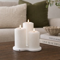 Ensemble personnalisé de 3 bougies LED rechargeables en plastique à piliers blancs scintillants avec charge USB pour la décoration de la maison et des mariages