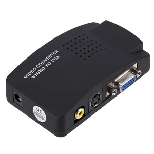 รับประกัน 1 ปี RCA คอมโพสิต S-วิดีโอเป็น VGA Converter 3D พลาสติก AV VGA Converter ทีวี PC สี 1080p ความละเอียดอะแดปเตอร์