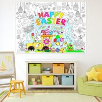Póster Gigante de Papel para Colorear de Pascua, 31*43 Pulgadas, para Actividades de Mesa Infantiles, Recuerdo de Fiesta, Regalo para el Hogar