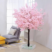Pohon Sakura buatan dekorasi dalam ruangan/luar ruangan, pohon bunga persik mekar mewah kelas atas untuk Hotel dengan bunga besar