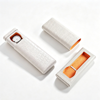 Étui de voyage pour montre en cuir PU gaufré crocodile blanc avec doublure orange contrastante, à enfiler, pour une seule montre