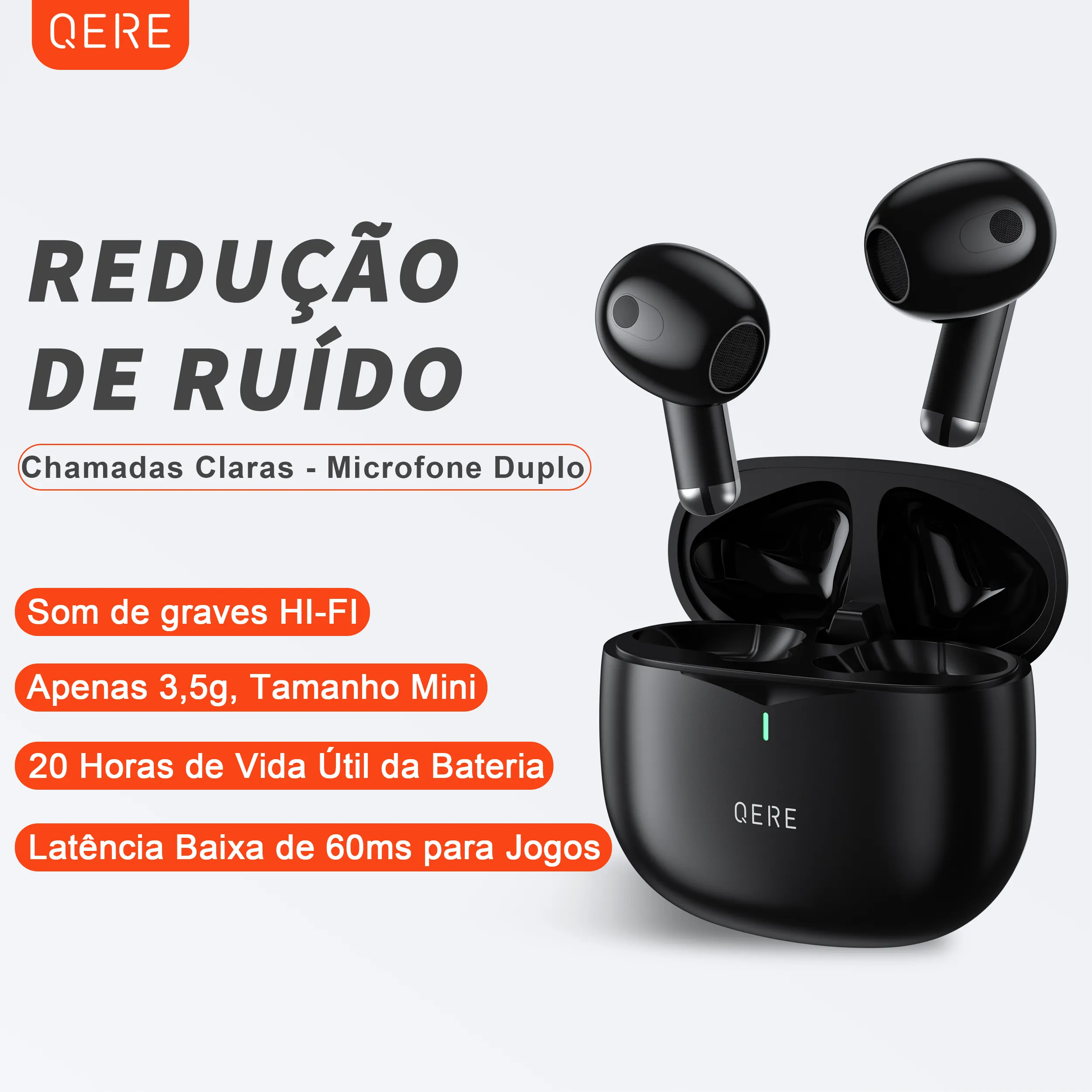 Ship From Brazil QERE Waterproof Blue In Ear TWS Headset Gaming noise reduction tooth Earbuds Wireless Earphone Headphones