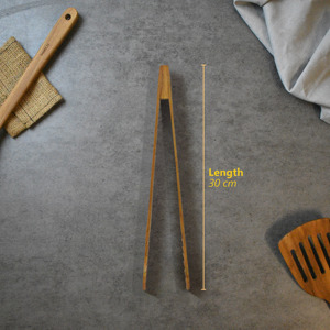 OEM Natural Eco Friendly Mitsu Teak Wood Food <b>Tongs</b> Sustainable Food Safe No Paint and Varnish Halal Customized Kitchen <b>Serving</b> - Product Image 6