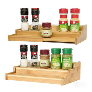 Bamboo Spice <b>Rack</b> 3 Tier Expandable <b>Storage</b> For <b>Kitchen</b> Cabinet Organizer Detachable Standing Type - Product Image 5