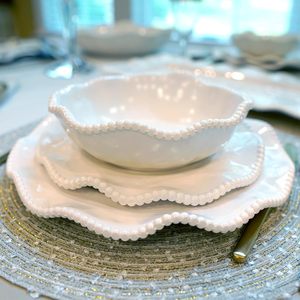 Juego de Vajilla de Melamina con Borde Blanco Perla, Estilo Nórdico Creativo, Platos de Lujo para Comida Occidental, Decoración del Hogar - Product Image 5