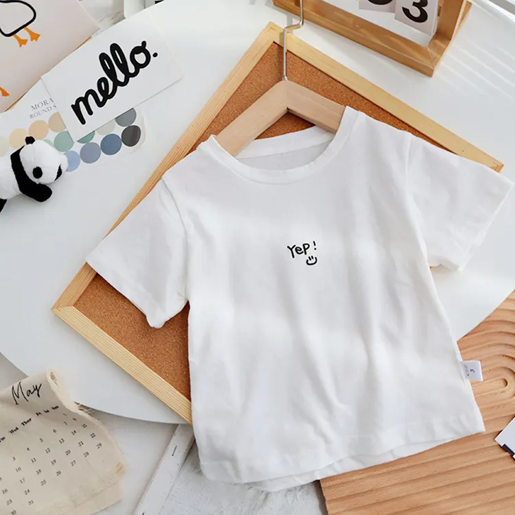 Экологически чистые хлопковые детские топы с логотипом на заказ, летняя легкая детская футболка