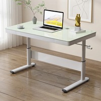 Bureau réglable en hauteur à manivelle OEM 1200*600mm avec verre trempé, bureau d'étude pour enfants, bureau d'ordinateur à domicile pour étudiants