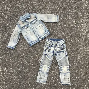 Tas Celana Panjang Denim Anak Bayi, Set Tas Celana Jeans Katun Kasual Modis untuk Anak Laki-laki dan Perempuan