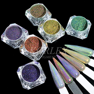 9色カメレオンホログラフィックパウダーピーコックホログラフィックミラークロームピグメントグリッターパウダーネイルアートメイク水彩 - Product Image 1