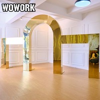 Arche de fond de scène en métal WOWORK 2026 en PVC doré, MDF, acrylique et SST pour la décoration de mariage et de fête