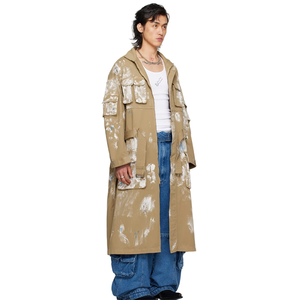 <span class=keywords><strong>Manteau</strong></span> en jean unique à la mode avec plusieurs poches cargo éclaboussées peintes en <span class=keywords><strong>beige</strong></span> sur mesure pour hommes - Product Image 2