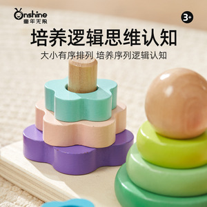 Onshine <b>Montessori</b> Four Column Tower Wooden Stacking <b>Toy</b> <b>For</b> Toddlers <b>3</b>+ <b>Years</b> <b>Old</b> Geometry Shape Matching Educational <b>Toy</b> - Product Image 4