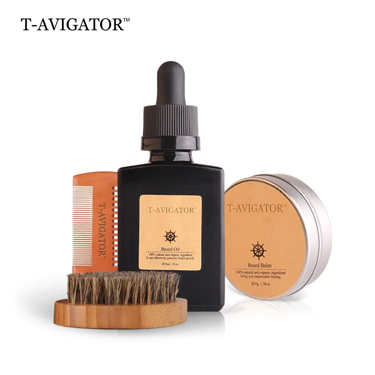 Private Label Organico Barba Cura Kit Grooming Barba Olio Kit Mens Barba Prodotti Grooming Shaping Strumento Pettine Per Gli Uomini