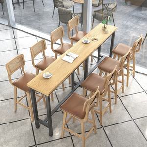 Tabourets hauts de bar et <span class=keywords><strong>table</strong></span> de fenêtre en rotin en bois massif simple et scandinave moderne pour une application transparente de bar <span class=keywords><strong>ou</strong></span> de salle de sport - Product Image 3
