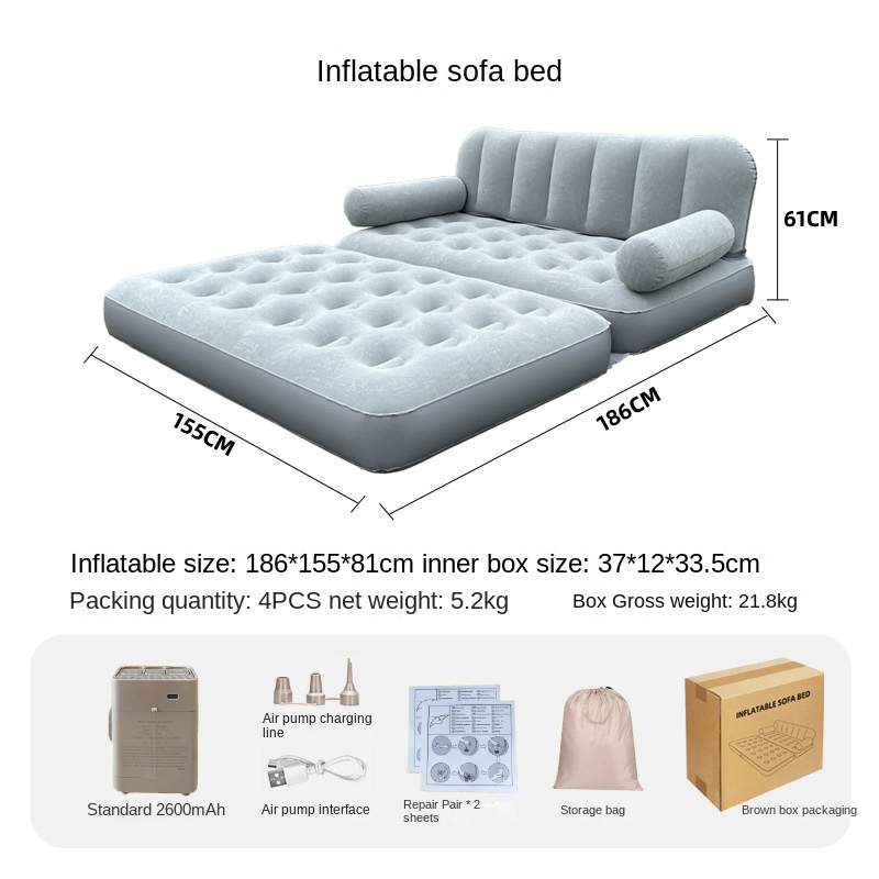 [Autoinflable] Sofá cama inflable plegable - Gris