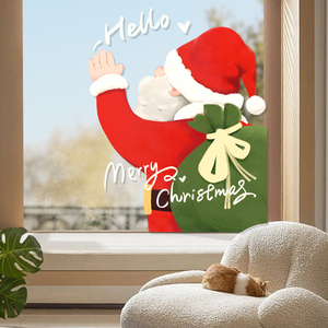 Hoạt động trang trí cửa hàng dán kính tĩnh điện Santa Claus cửa sổ dán kính trang trí khí quyển. - Product Image 3