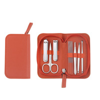 Kit de manucure et pédicure professionnel 9 pièces en acier inoxydable, ensemble de toilettage de voyage classique marron