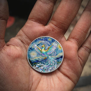 批发彩色高浮雕铜质奖章1盎司.999纯铜镀银定制独特金属硬币批量收藏 - Product Image 3