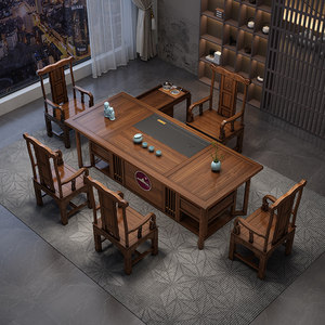 Neues Chinesisches Rosenholz-Tee-Set mit Tisch und Stühlen, Integriertem Wasserkocher, Möbel für Büro und Haushalt - Product Image 4