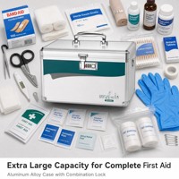 Boîte de rangement pour médicaments en alliage d'aluminium Glosen M8033-1 avec serrure à combinaison pour hôpital, bureau, maison, trousse médicale d'urgence