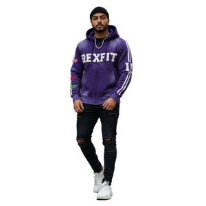 Sudadera con capucha personalizada para hombre, estilo streetwear, con efecto desgastado, parche bordado, pedrería, cremallera, lavado ácido y tejido French Terry vintage - Product Image 1