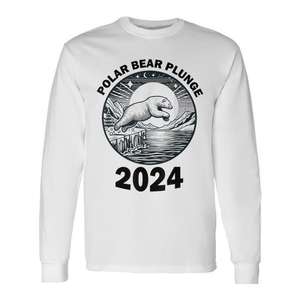 T-shirt à manches longues unisexe en coton à col rond Polar Bear Plunge 2024, cadeau pour événement hivernal - Product Image 1