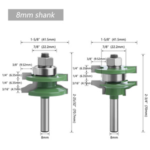 Carbide Tipped Router Bits 8mm Shank 3 In Straight Cut Woodworking Set - Product Image 2