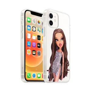 Güzel karikatür moda Bratz bebek telefonu iPhone için kılıf 11 12 Mini 13 14 Pro XS Max X 8 7 6s artı 5 SE XR şeffaf kabuk