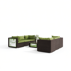 Ensemble de salon de jardin marron D0100HXYAL2 avec coussins confortables, mobilier d'extérieur 6 places en rotin, design contemporain - Product Image 1