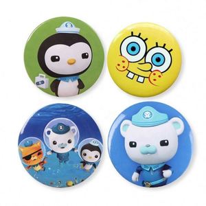 Custom Round Shape Printed Logo Sequins Tinplate Magnetic Nickel-Free Badge Button Pin with Safety Pin - Product Image 2