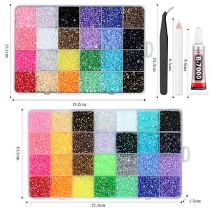 Accessoires de nail art en boîte, best-seller transfrontalier, 24 ou 28 compartiments, perles en résine, <span class=keywords><strong>strass</strong></span> à dos plat, technique AB, pour ongles personnalisés - Product Image 5