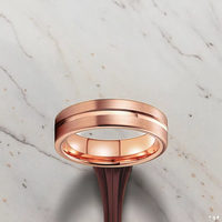Bague de mariage classique et raffinée en tungstène or rose 6 mm avec une seule rainure, cadeau de fiançailles, bague de couple pour un usage quotidien