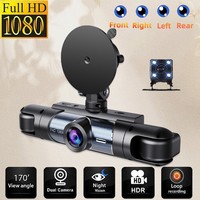 Caméra de tableau de bord de voiture à 4 canaux avec écran IPS, connexion Wi-Fi, caméra quadruple HD 1080P pour taxi, vision nocturne, DVR avec enregistrement en boucle