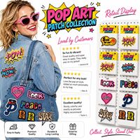Lot de patchs brodés thermocollants et à coudre, motifs Comic Embroidered Pow Wow Smile Letter R Peace Love Star Look Word Art