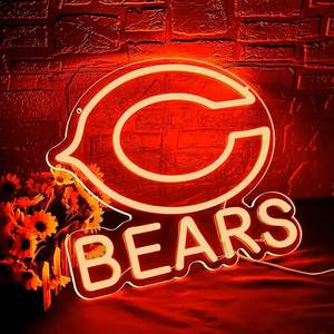 Letrero de Neón LED de Fútbol Americano BEARS, Luz de Neón para Decoración de Pared, Regulable, Letrero Naranja de Equipo de Fútbol Americano para Cuarto de Hombre - Product Image 3