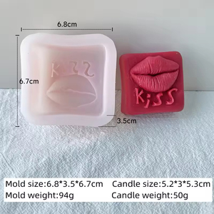 แม่พิมพ์ช็อคโกแลตอโรมาเธอราพีแบบทำมือของขวัญคู่วันวาเลนไทน์ J6-26ทำเทียนด้วยน้ำมันหอมระเหยรูปหัวใจริมฝีปากสีแดงเทียนกุหลาบแม่พิมพ์ซิลิโคน - Product Image 6