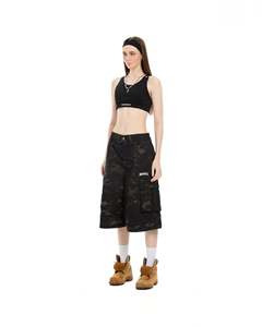 Shorts cargo A.r.m.y, coupe ample, 100 % coton, tissu kaki, design spécial avec broderie détaillée sur le devant et le dos - Product Image 5