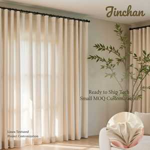 Rideaux JINCHAN, expert en la matière depuis 38 ans, en mélange de poly-linens de qualité supérieure, neutres en carbone, filtrant la lumière à haute densité pour projets hôteliers - Product Image 1