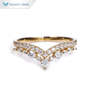 Tianyu Gems handmade 10k/14k/18k solid gold jewelry moissanite lab diamond stackable rings wedding band